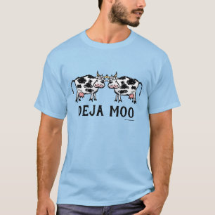 Camiseta Ilustração do Cartoon de Vaca Engraçada Deja Mo