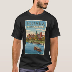 Camiseta Ilustração do Castelo Real de Wawel na Polônia Art