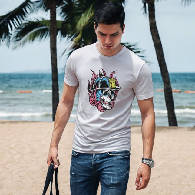 Camiseta Ilustração do Caveira do Fireman (Criador carregado)