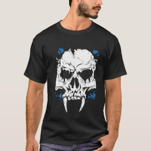 Camiseta Ilustração do Caveira Vampiro Arte Negra Moderna