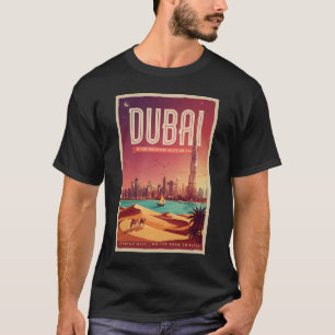 Camiseta Ilustração do céu noturno de Dubai UAE Arte de Via