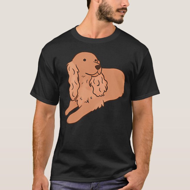 Camiseta Ilustração do Cocker Spaniel Inglês Vermelho (Frente)