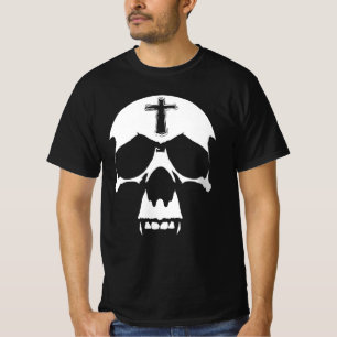 Camiseta Ilustração do crânio de Demônio Branco e Preto