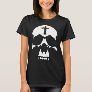 Camiseta Ilustração do crânio de Demônio Branco e Preto