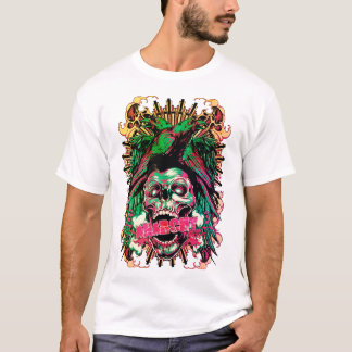 Camiseta ilustração do crânio e das aves