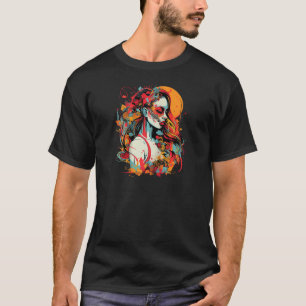 Camiseta Ilustração do crânio Gótico Shadowy Worlds Aut