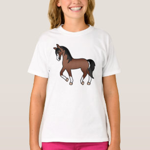 Camiseta Ilustração do desenho animado de Cavalo Trotado