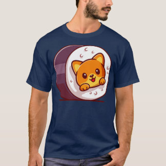 Camiseta Ilustração do desenho animado de Sushi de Gato Gat