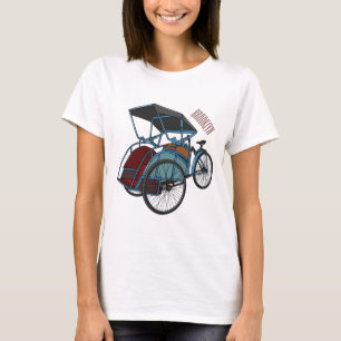 Camiseta Ilustração do desenho do rickshaw Ciclo