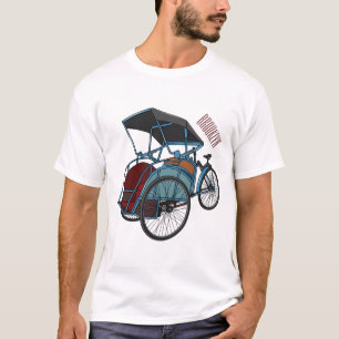 Camiseta Ilustração do desenho do rickshaw Ciclo