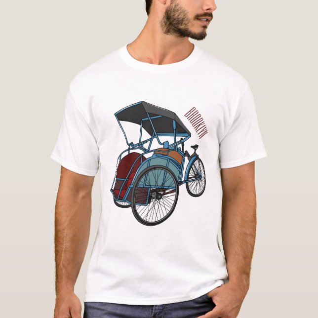 Camiseta Ilustração do desenho do rickshaw Ciclo (Frente)