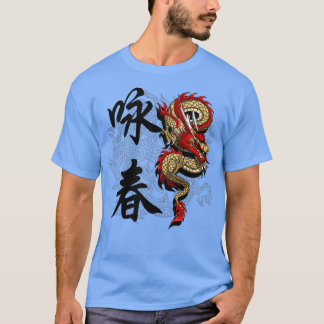 Camiseta Ilustração do Dragão ao longo da caligrafia chines
