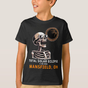 Camiseta Ilustração do Eclipse Solar Esqueleto Mansfield Oh