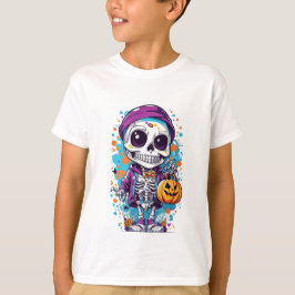 Camiseta ilustração do esqueleto de halloween