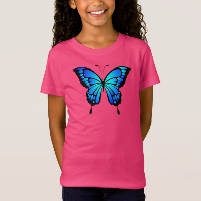 Camiseta Ilustração do Inseto Azul-Borboleta-20284 T-Shirt (Frente)