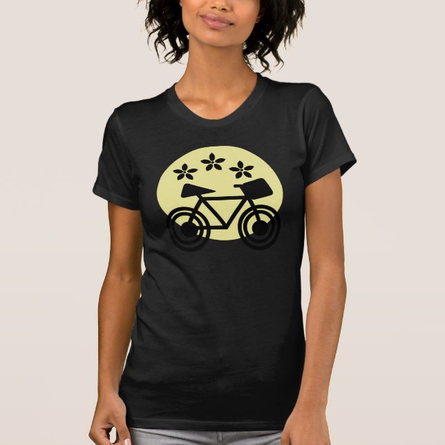 Camiseta Ilustração do Jardim de Bike Sunset e Daisy Flower (Frente)