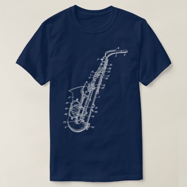 Camiseta Ilustração do Jogador Sax Saxofone (Frente do Design)