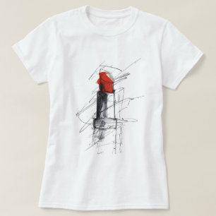 Camiseta Ilustração do Lipstick vermelho - Maquiagem minima