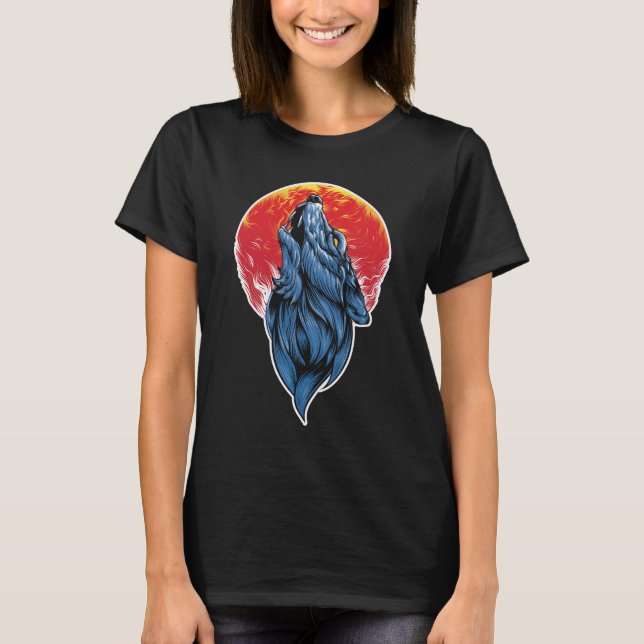 Camiseta Ilustração do Lobo Howling (Frente)