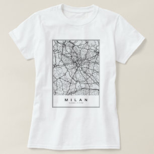 Camiseta Ilustração do Mapa de Milão