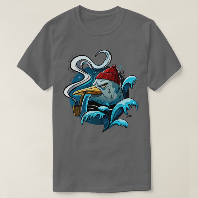 Camiseta Ilustração do Marinheiro de Seagull (Frente do Design)