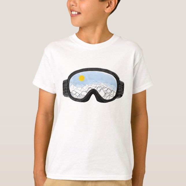 Camiseta Ilustração do Modo Montanha Ski Goggles (Frente)