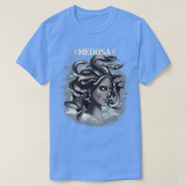 Camiseta Ilustração do Monstro de Mitologia Grega Medusa Go (Frente do Design)