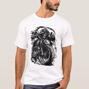 Camiseta Ilustração do Motociclista Ceifador