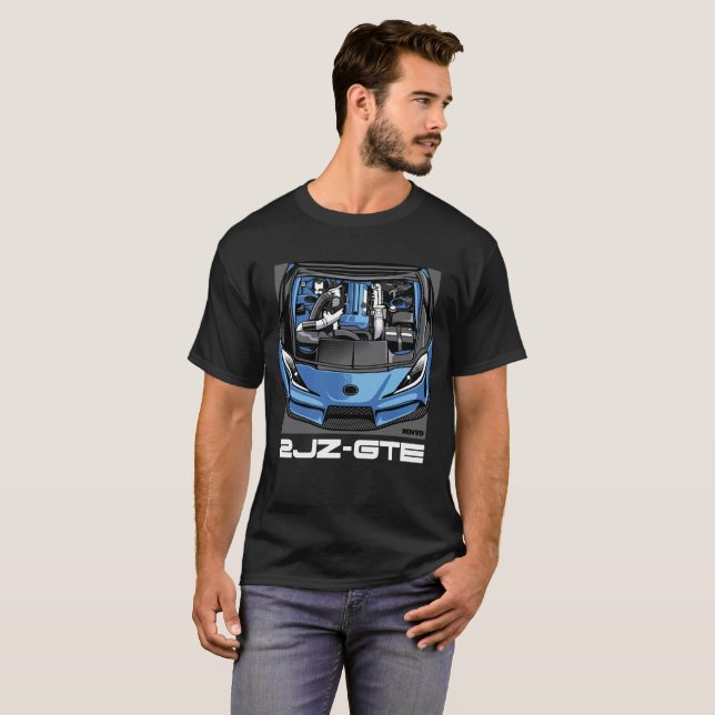 Camiseta  Ilustração do Motor de Supra Car 2JZ-GTE (Frente Completa)