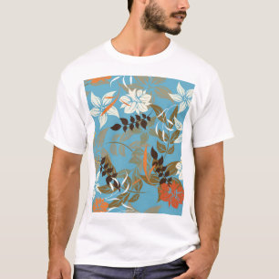 Camiseta Ilustração do padrão floral: Vintage sem costura