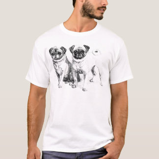 Camiseta Ilustração do Pug do vintage
