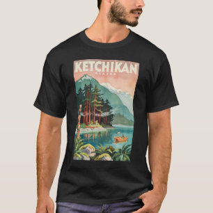 Camiseta Ilustração do Rio Ketchikan Alasca Arte de Viagem