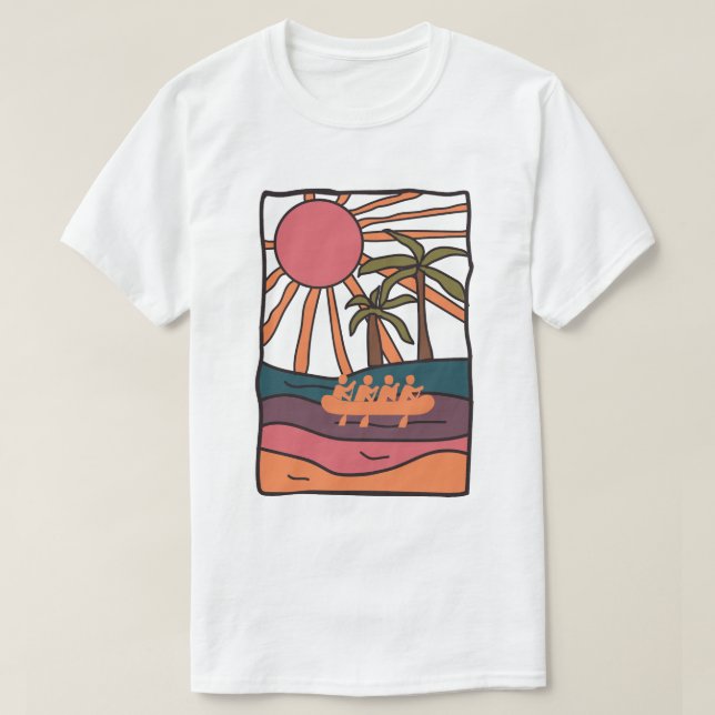 Camiseta Ilustração do rio Rafting (Frente do Design)