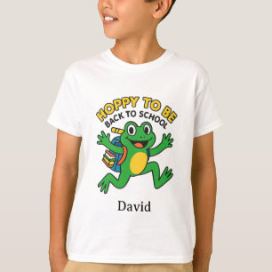 Camiseta Ilustração do Sapo Feliz de Volta às Aulas