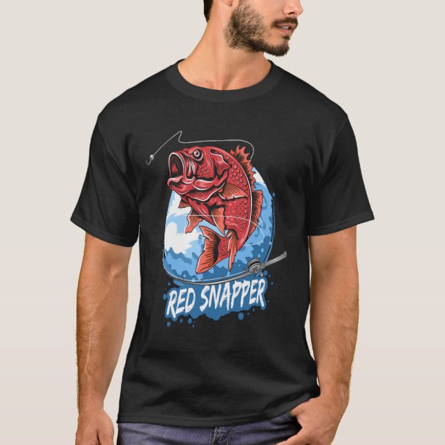 Camiseta Ilustração do Snapper Vermelho de Pesca (Frente)