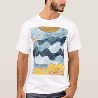 Camiseta Ilustração do Sol de Ouro Minimalista Moderno