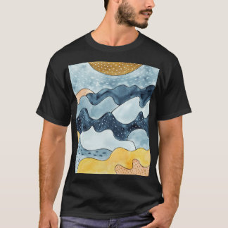 Camiseta Ilustração do Sol de Ouro Minimalista Moderno