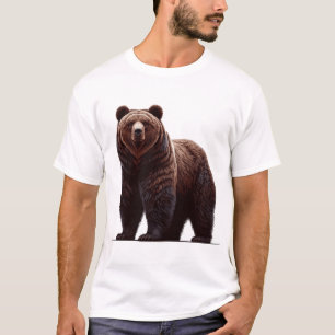 Camiseta Ilustração do Urso Grizzly Majestoso - Força e