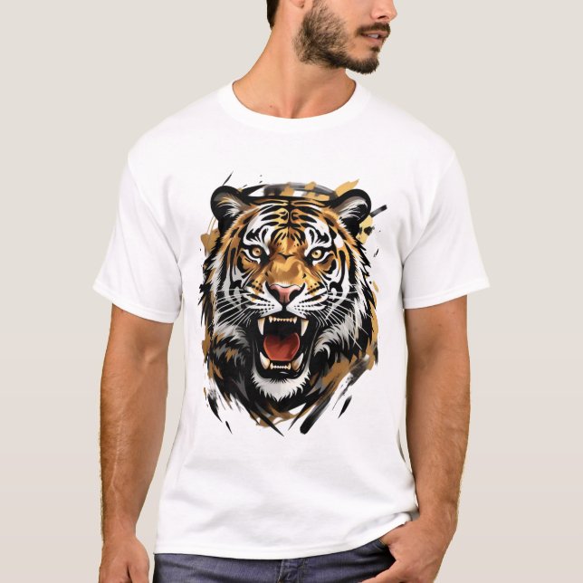 Camiseta Ilustração do vetor de rosto do Tiger Rousado (Frente)