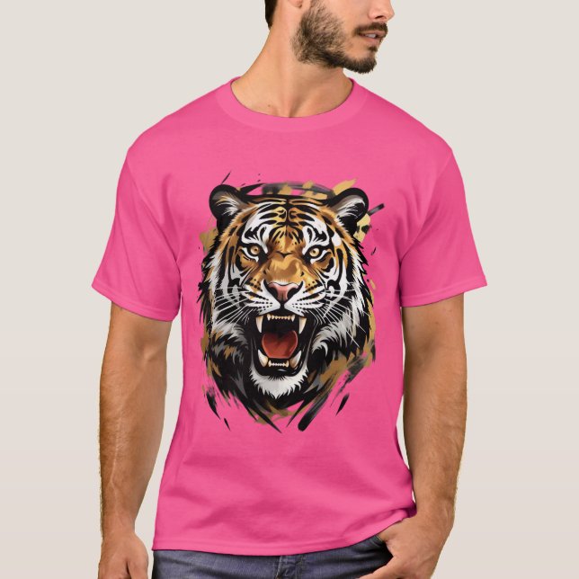 Camiseta Ilustração do vetor de rosto do Tiger Rousado (Frente)