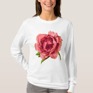 Camiseta Ilustração do vintage de uma grande peônia