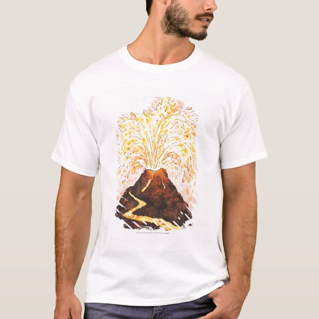 Camiseta Ilustração do vulcão que entra em erupção (Frente)