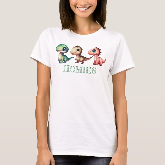 Camiseta Ilustração dos Dinossauros Bebês (Frente)