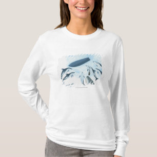 Camiseta Ilustração dos golfinhos que olham acima em um