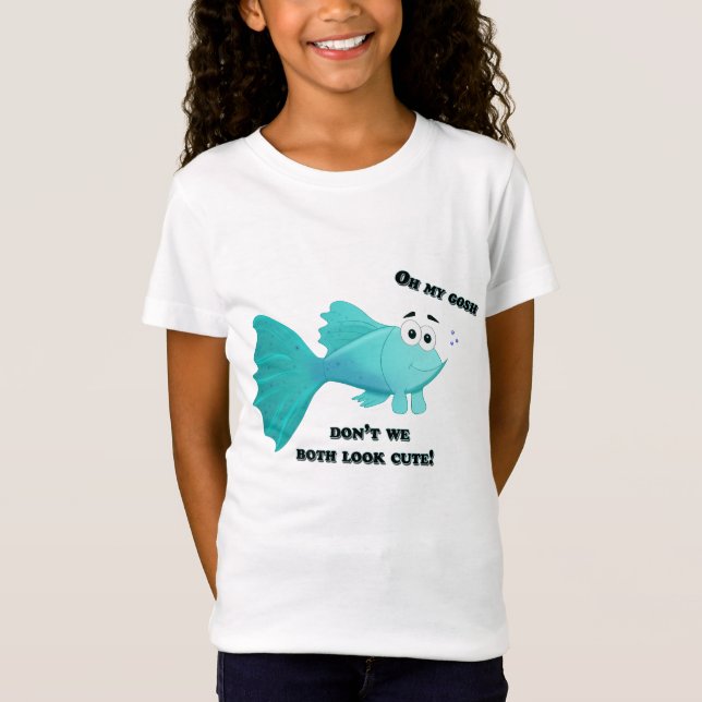 Camiseta Ilustração dos peixes do Guppy (Frente)