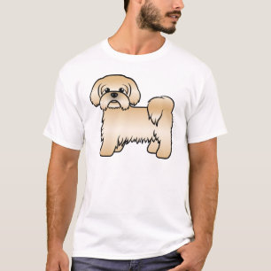 Camiseta Ilustração Dourada do Cão de Cartoon Shih Tzu Cute