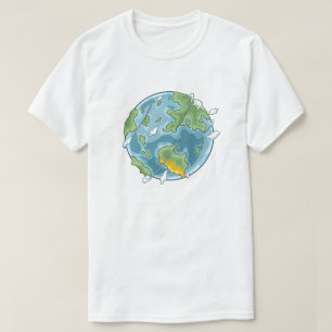 Camiseta Ilustração Ecológica do Planeta Terra em Desenho A