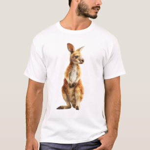 Camiseta Ilustração em Aquarela de Canguru Adorável