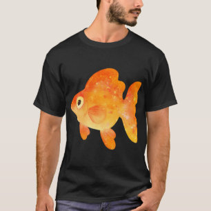 Camiseta Ilustração em Aquarela de Peixe Dourado Fofo (bril
