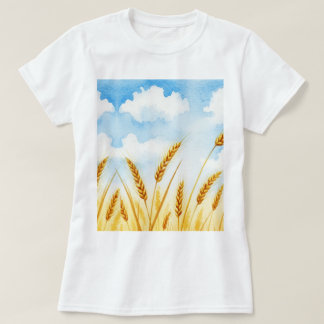 Camiseta Ilustração em aquarela de um campo de trigo